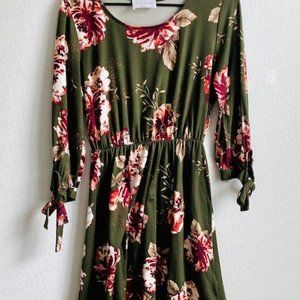 Women's Floral Long Sleeve Casual Tunic T-Shirt Dress